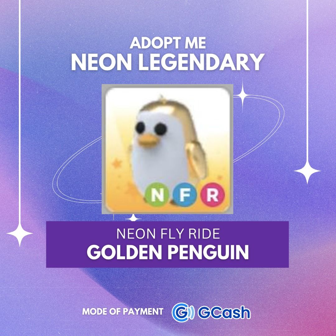 NFR Golden Penguin / Neon Golden Penguin Adopt Me, Hobbies & Toys, Toys