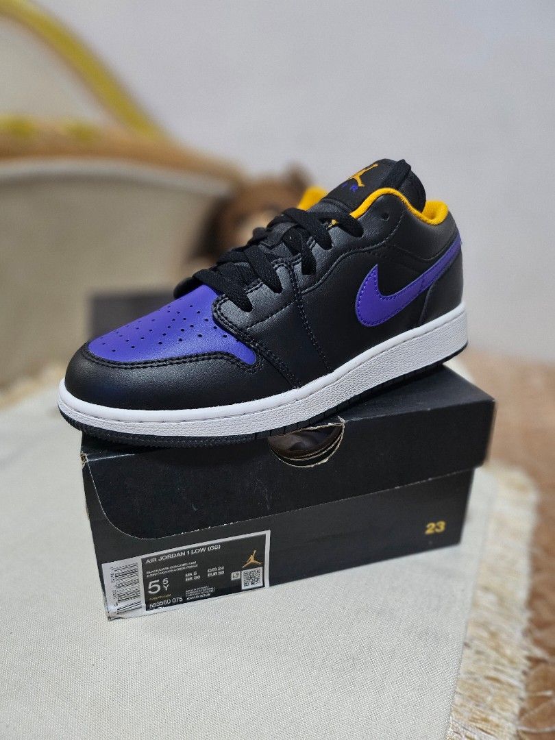 Purple and hotsell yellow jordans