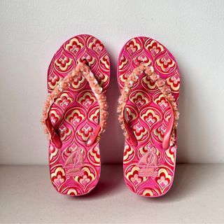Pink Flower Irregular Pattern Wedge Slippers Sandals Shoes Heels Cute Floral