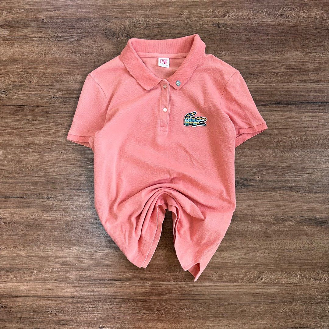Pink Lacoste Polo Shirt Big Logo Women s Fashion Tops Others
