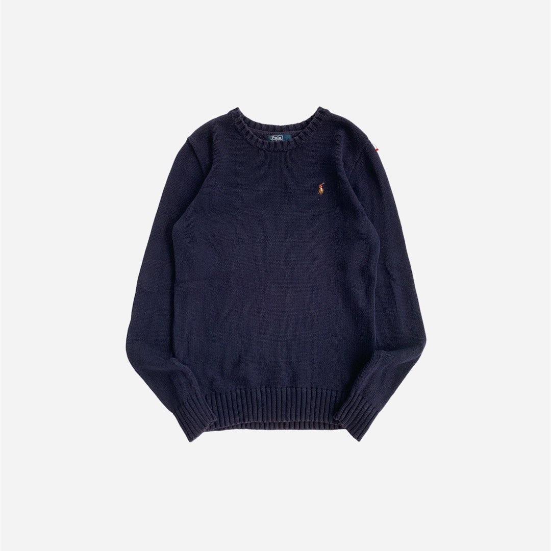 POLO RL Navy blue Knitted Sweater, Women's Fashion, Coats, Jackets and ...