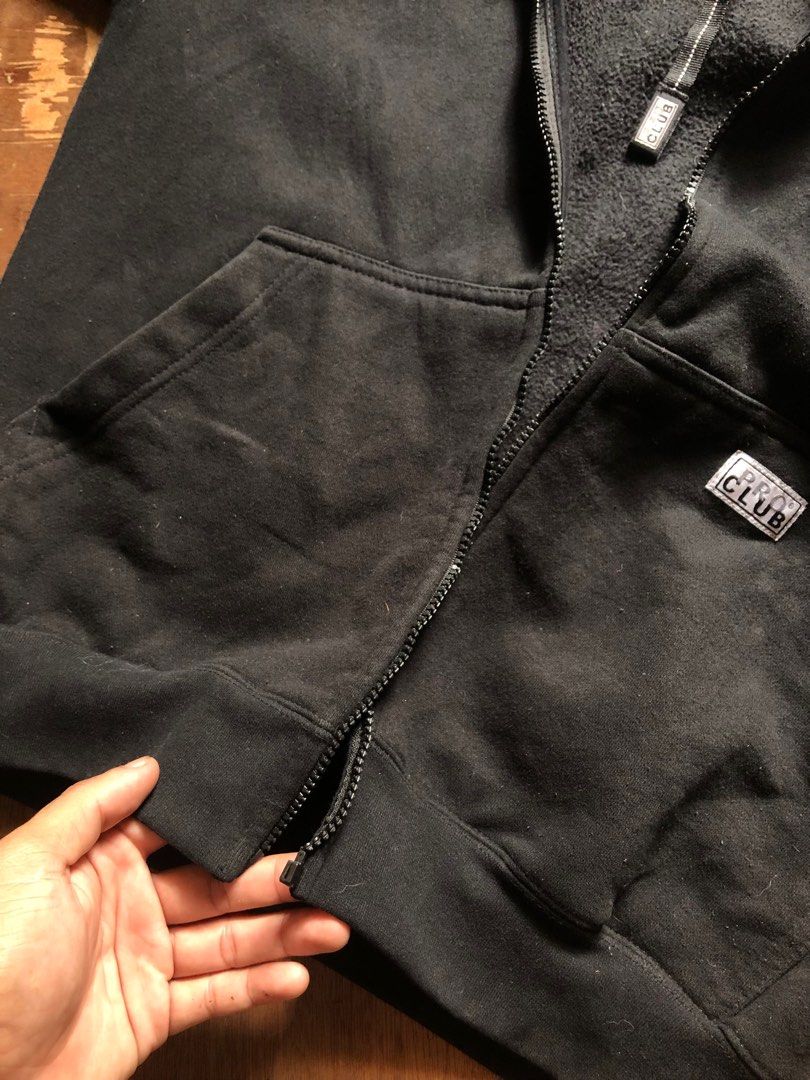 Pro Club Men's Heavyweight Pile Full Zip Hoodie - XX Large Black/Black Zip-Up Hooded Sweatshirt - View #5