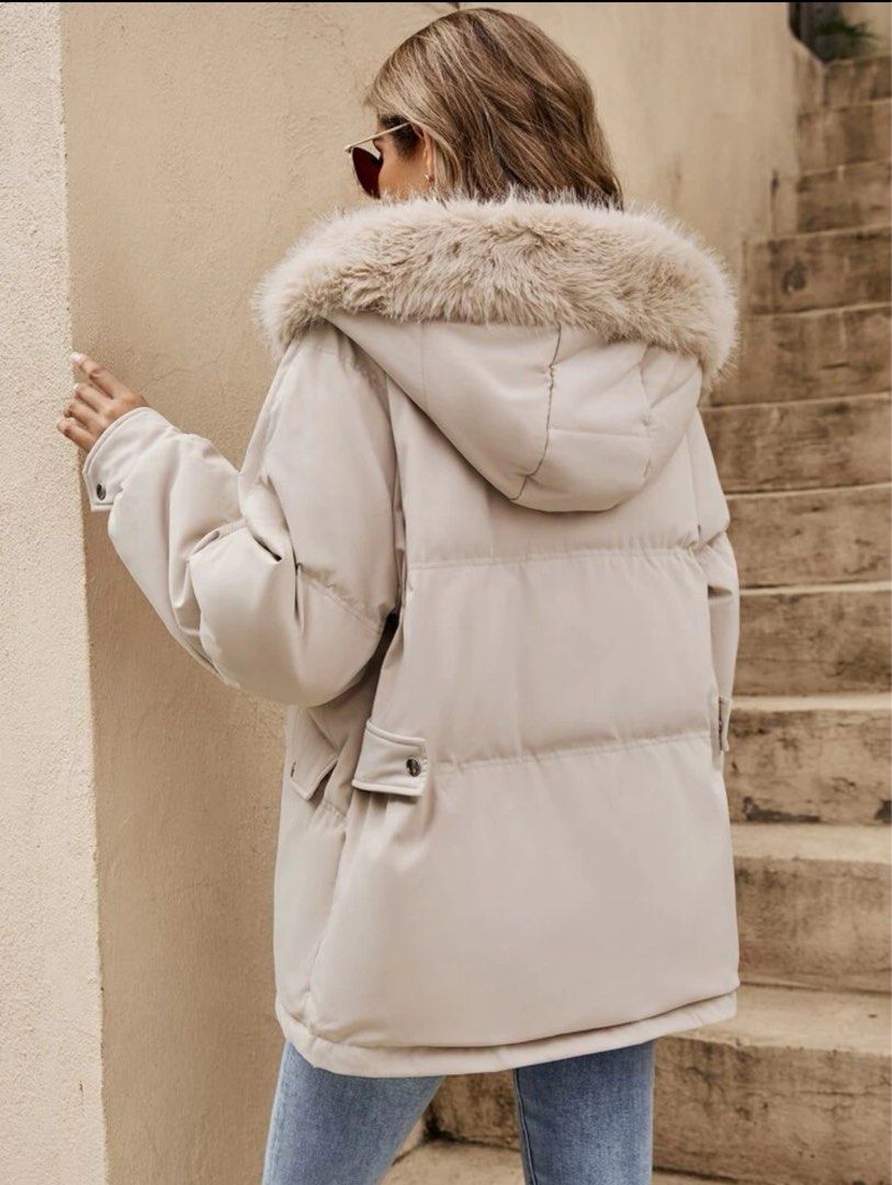 Fur hooded puffer coat womens new arrivals