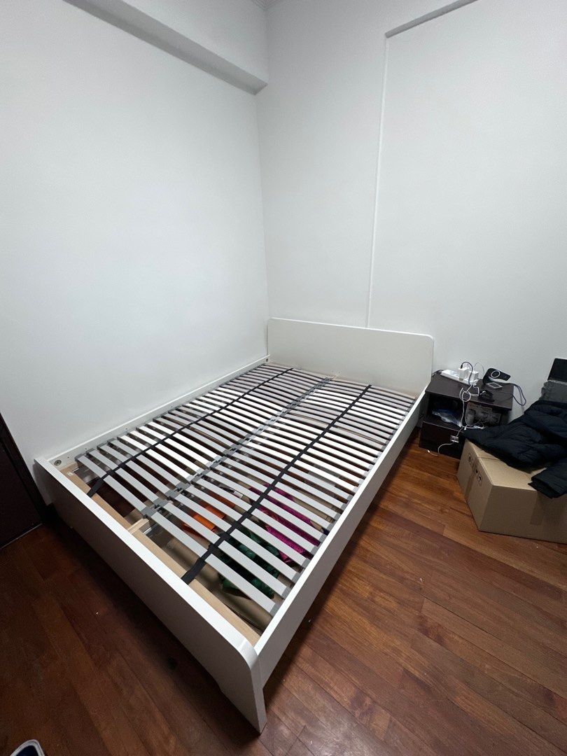 Ikea Askvoll Queen Size Bed Frame with slats 150x200cm, Furniture
