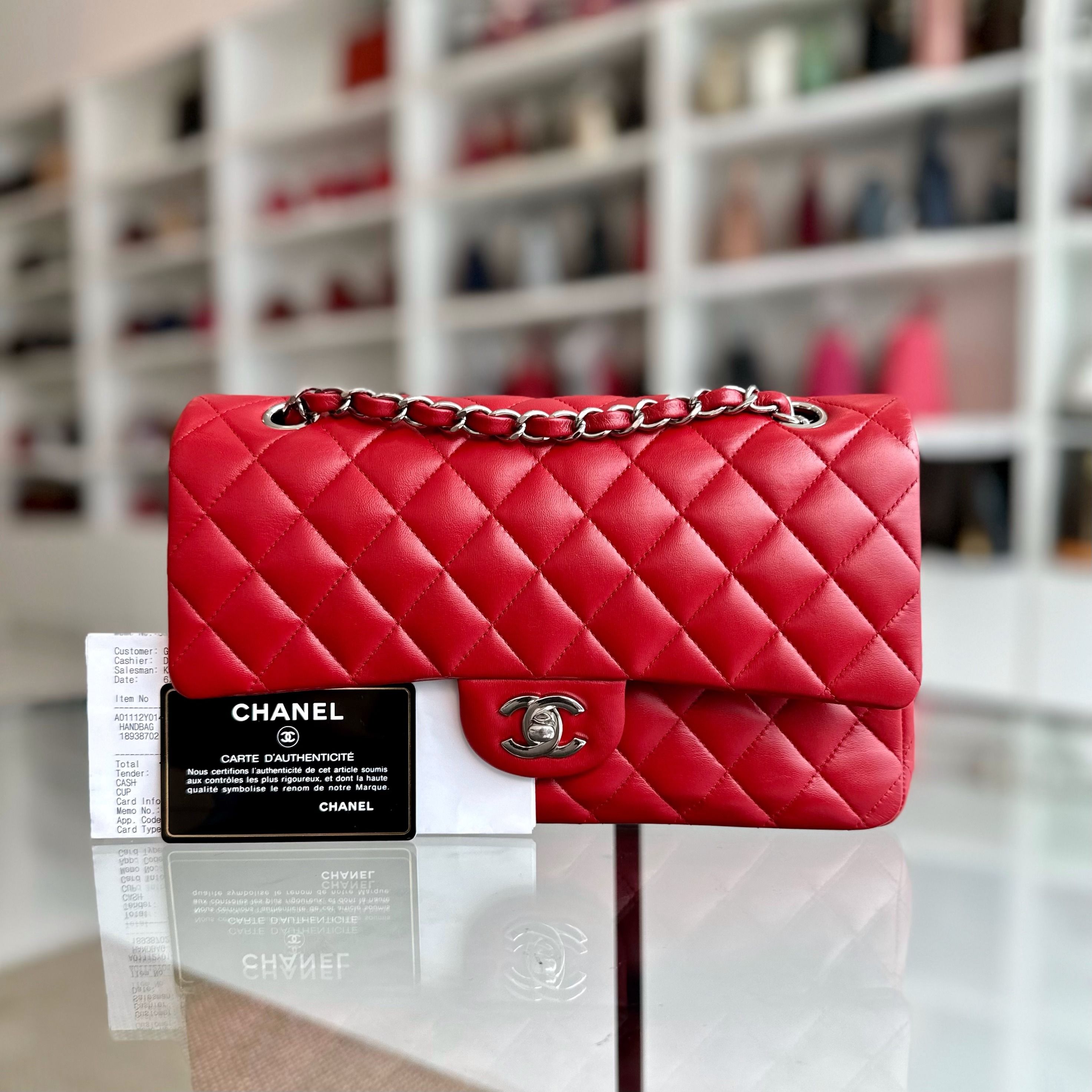 Red chanel flap bag store