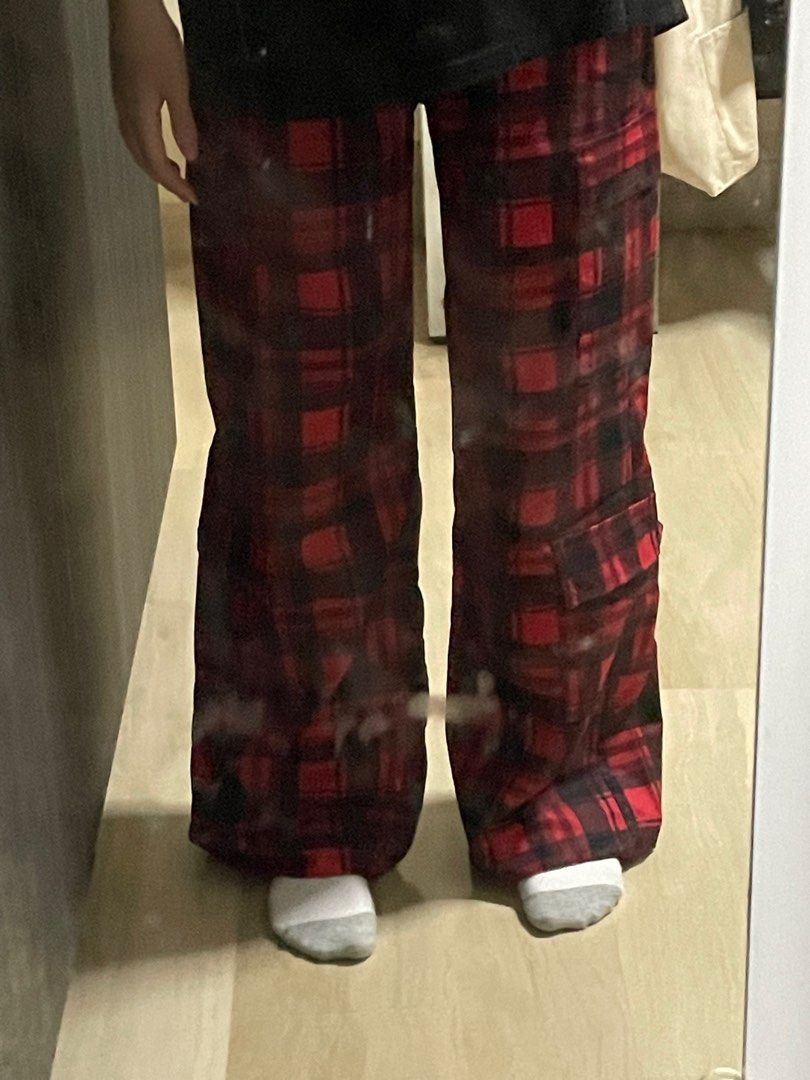 Red and sales black checked pants