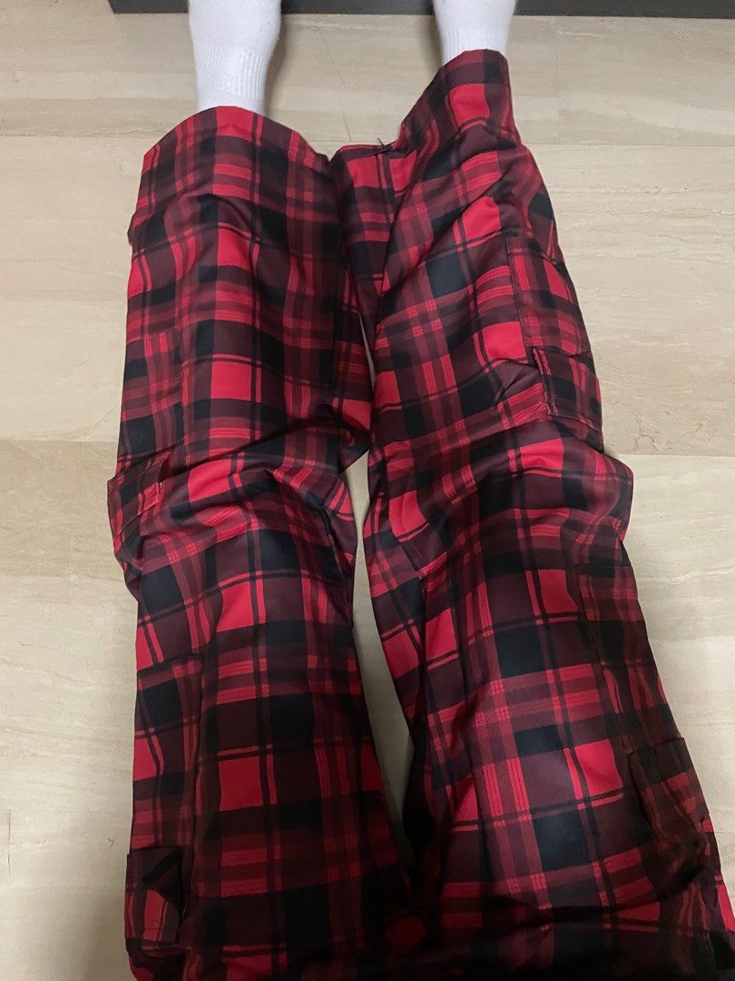 Red and black best sale checkered pants
