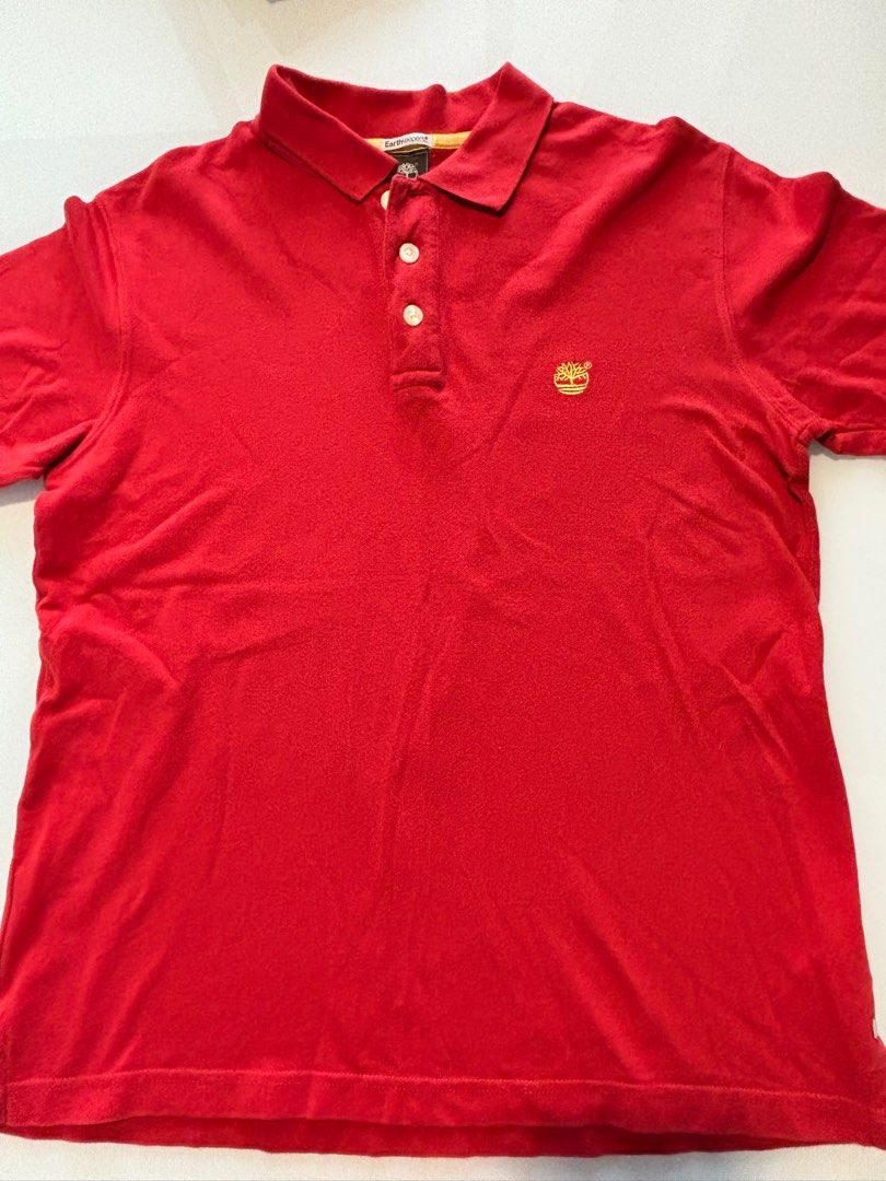 Red Timberland Mens Polo T Shirt Size L Men s Fashion Tops