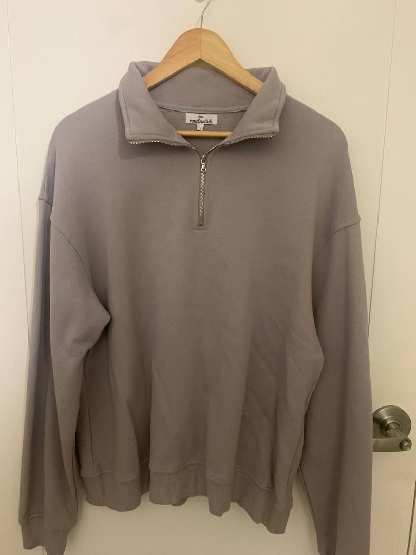 Routine Club 428 Half Zip in Light Gray Size L (Category: Coats, Jackets and Outerwear) located in Quezon City. Submitted by notliese (Listing ID 1275756393, Image 1). Description: Routine Club 428 Half Zip in Light Gray Size L - never used, but for some reason there's a small stain at the back, see pics - in very good condition - rfs not my style anymore.