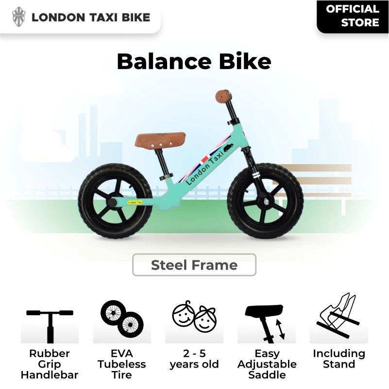 Sepeda Anak London Taxi Balance Bike 12 Inch Light Green Olah