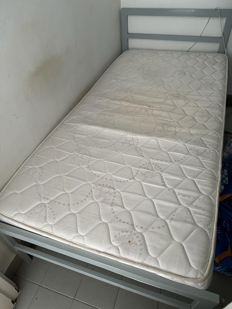 Steel cot with mattress hotsell