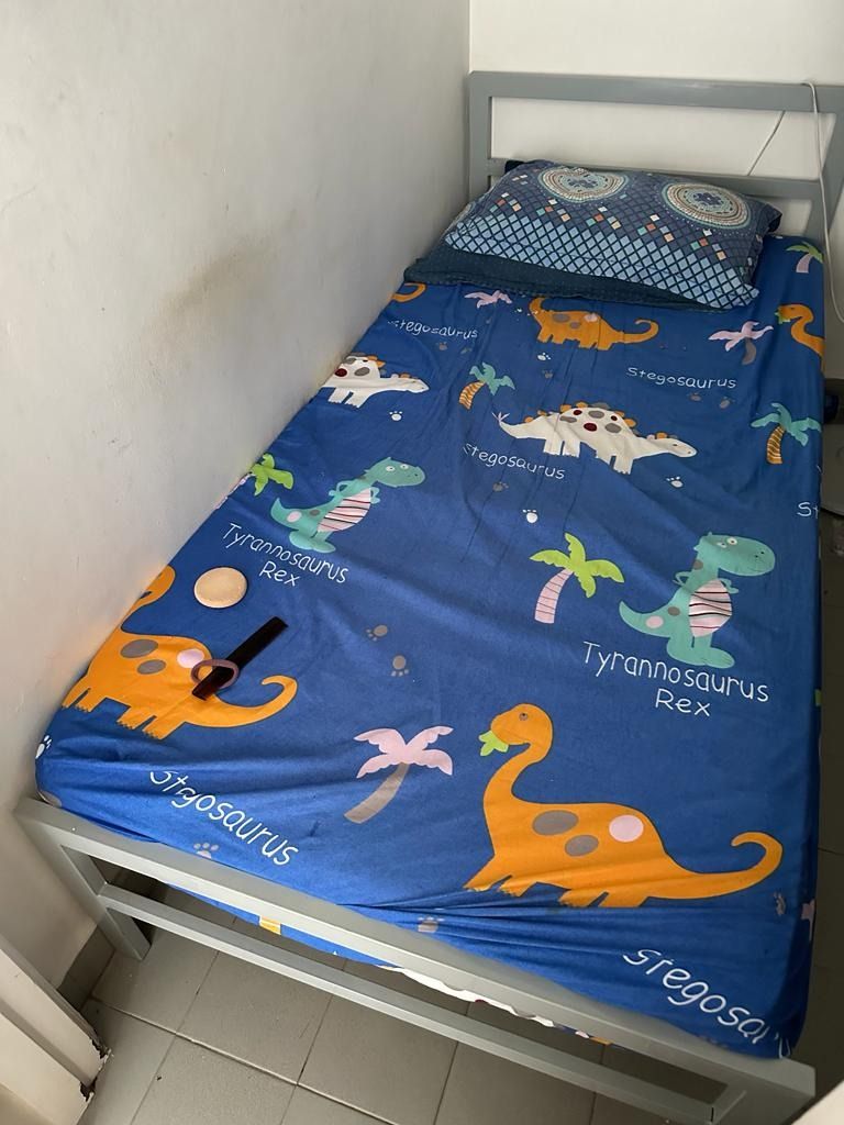 Steel cot 2025 with mattress