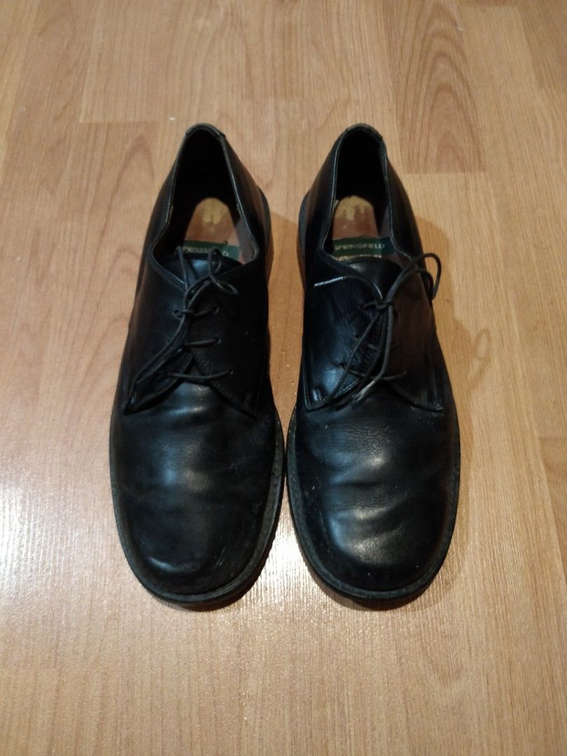 Springfield black leather mens dress shoes sz 42