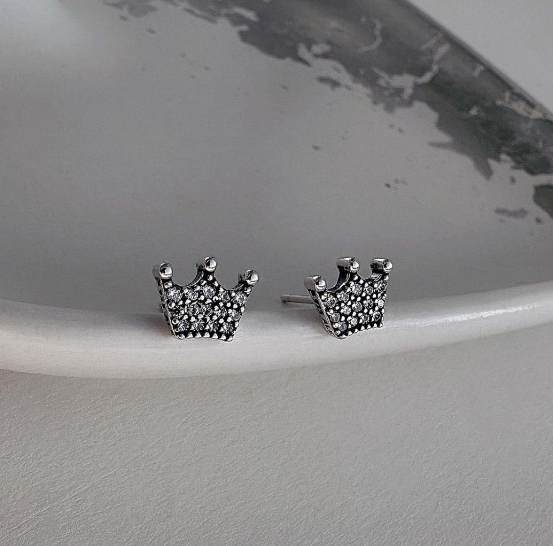 SUPER SALE PANDORA CROWN STUD EARRING Women s Fashion Jewelry
