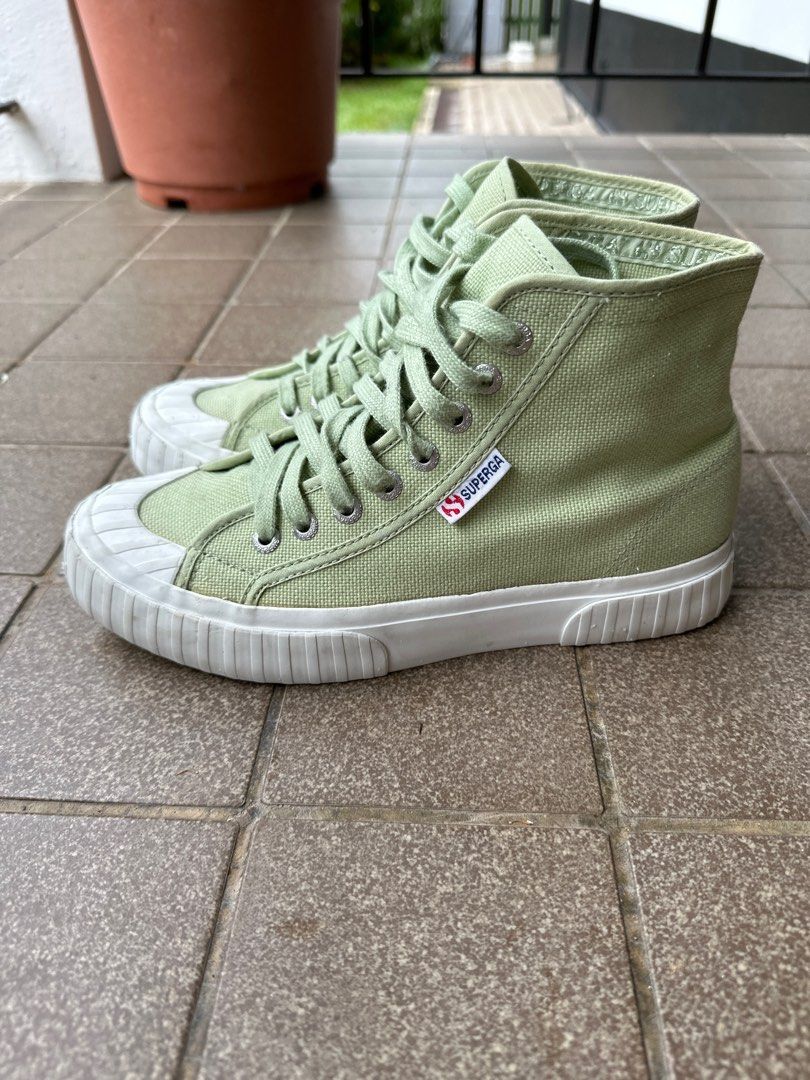 Superga Sage Green High Top Sneakers Size EU39 Women s Fashion