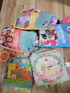 Take all! 2 Fisherprice (Animals counting and Sanrio) and 3 Generic Cloth baby Books