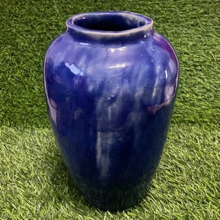 Vintage Ceramic Rustic Cobalt Blue White Thick Heavy Vase with Signature Markings 11” x 3.75” inches - P650.00