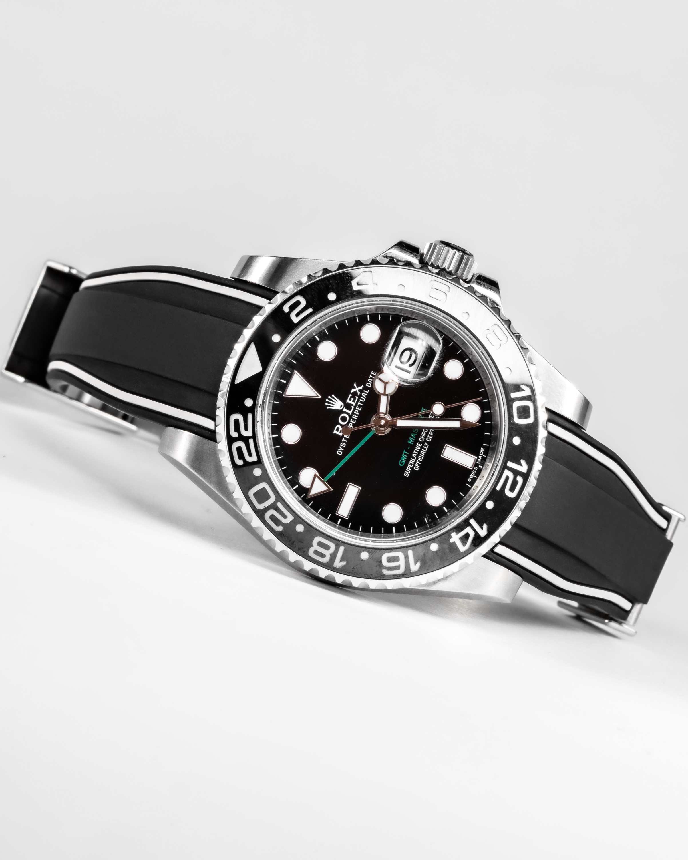 Vulcanised FKM Rubber Strap in Zebra Black by Solitaire for Rolex