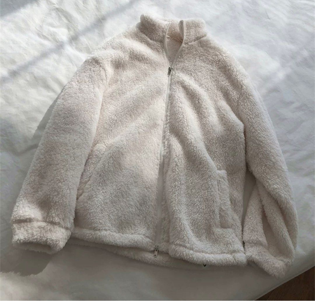 White furry hoodie hotsell