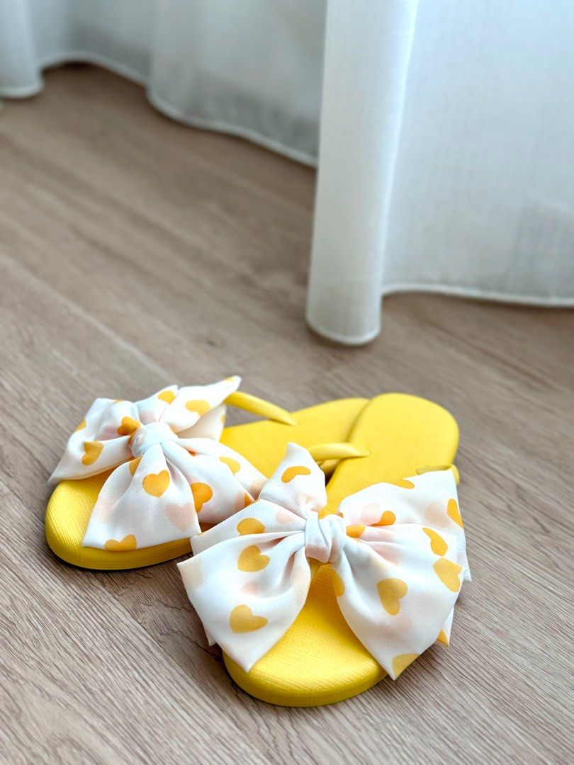 Yellow Ribbon Sandals Women s Fashion Footwear Flats on Carousell