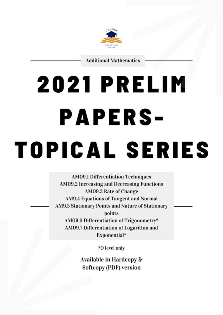 2021 Amath Prelim Topical Practice Paper - Differentiation Techniques, Hobbies \u0026 Toys, Books ...