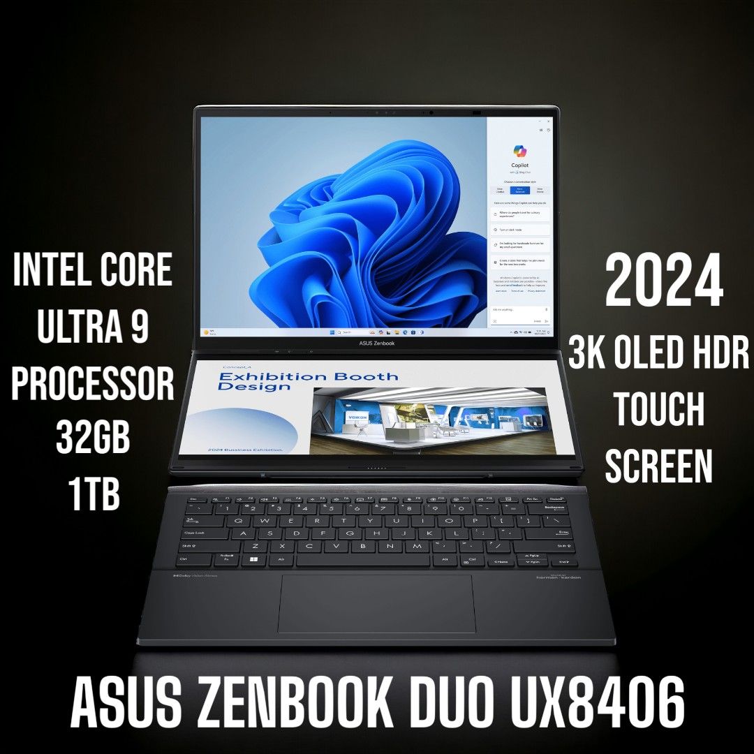 2024 ASUS ZENBOOK DUO UX8406 14" Duo OLED 3K HDR Display Touchscreen