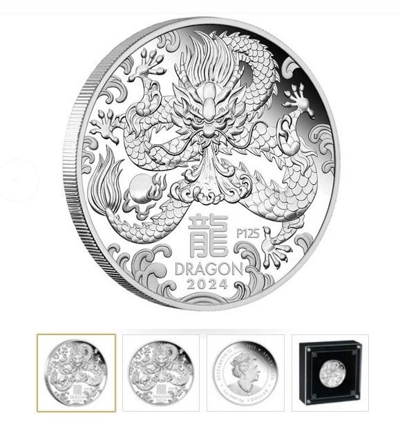 2024 Australian Lunar Series III Year of the Dragon 1oz Silver Proof