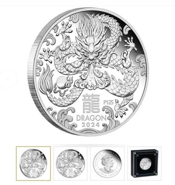 2024 Australian Lunar Series III Year of the Dragon 1oz Silver Proof