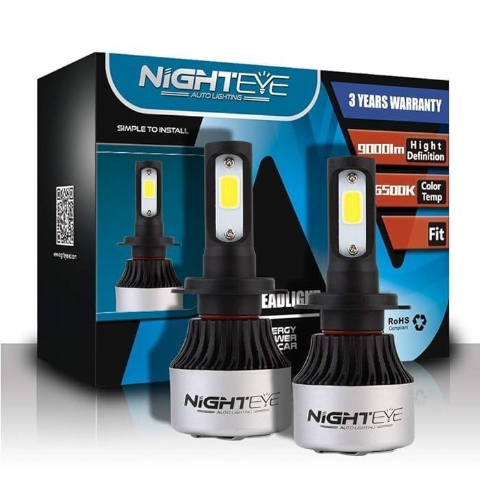 5079] NIGHTEYE Automotive LED Headlight Bulbs - 72w 9000LM/Set 6500K Cool  White - (H7), Car Accessories, Electronics & Lights on Carousell