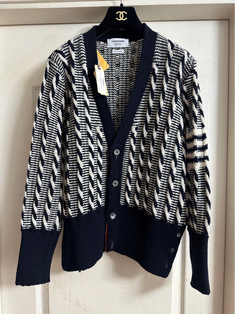 sale 8600 Thom Browne wool 4 bar cardigan Sz 3 new Carousell