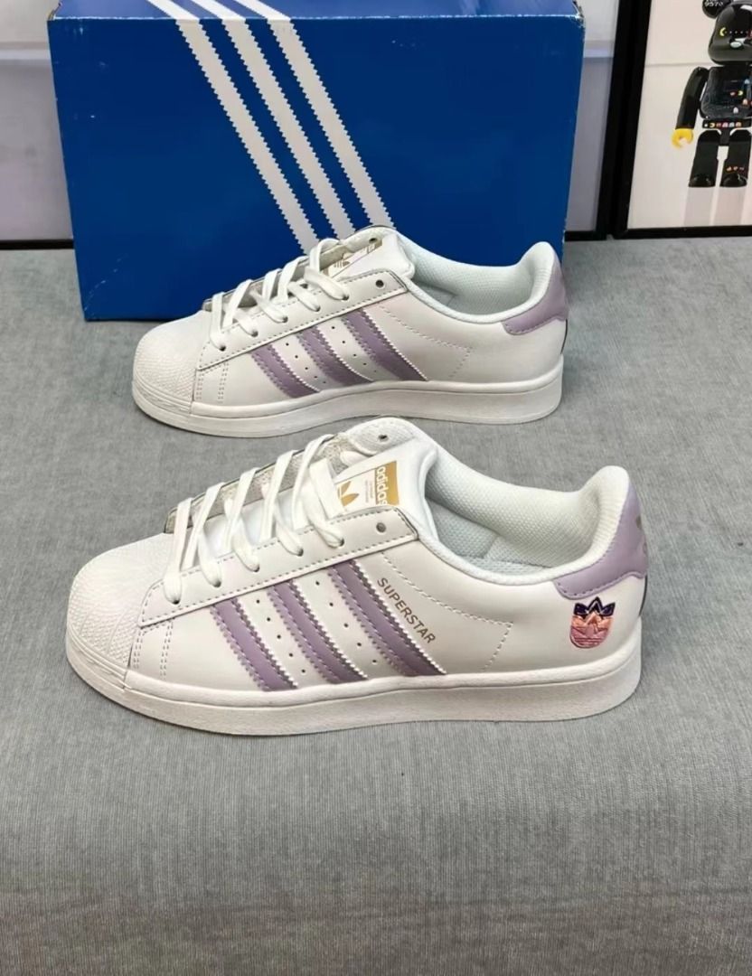 adidas originals Superstar White purple powder Women s Fashion