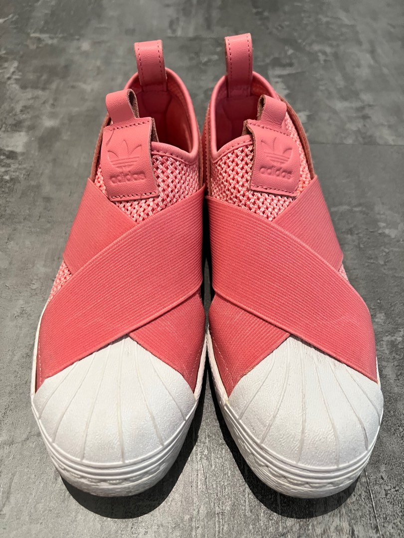 Adidas pink superstar slip on online