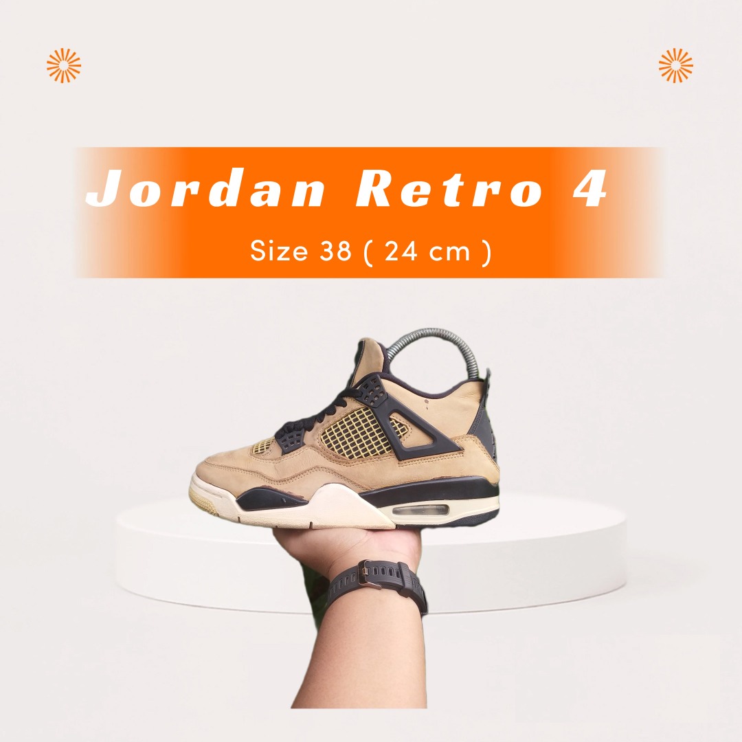 Air Jordan Retro 4 Mushroom, Fesyen Wanita, Sepatu di Carousell
