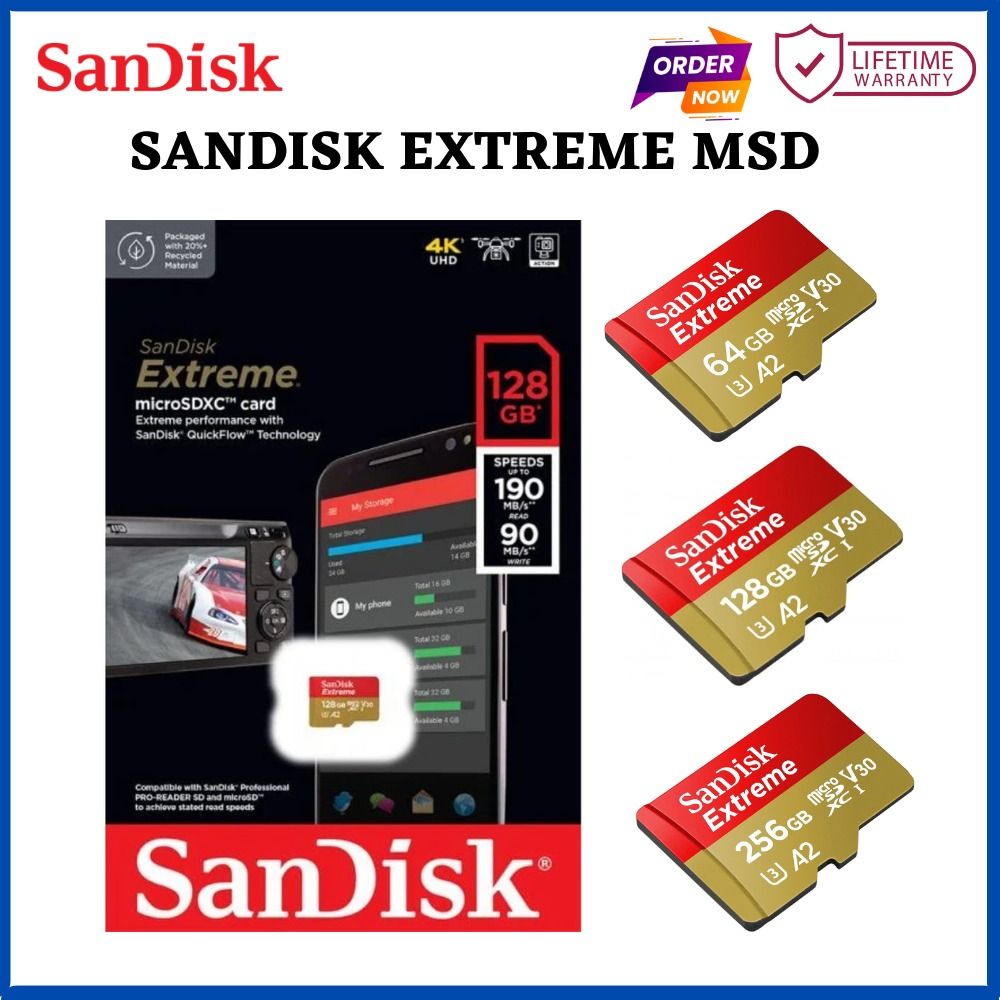 SanDisk SD Memory In Card Stick Reader In Memory A1 32 GB A2 128GB