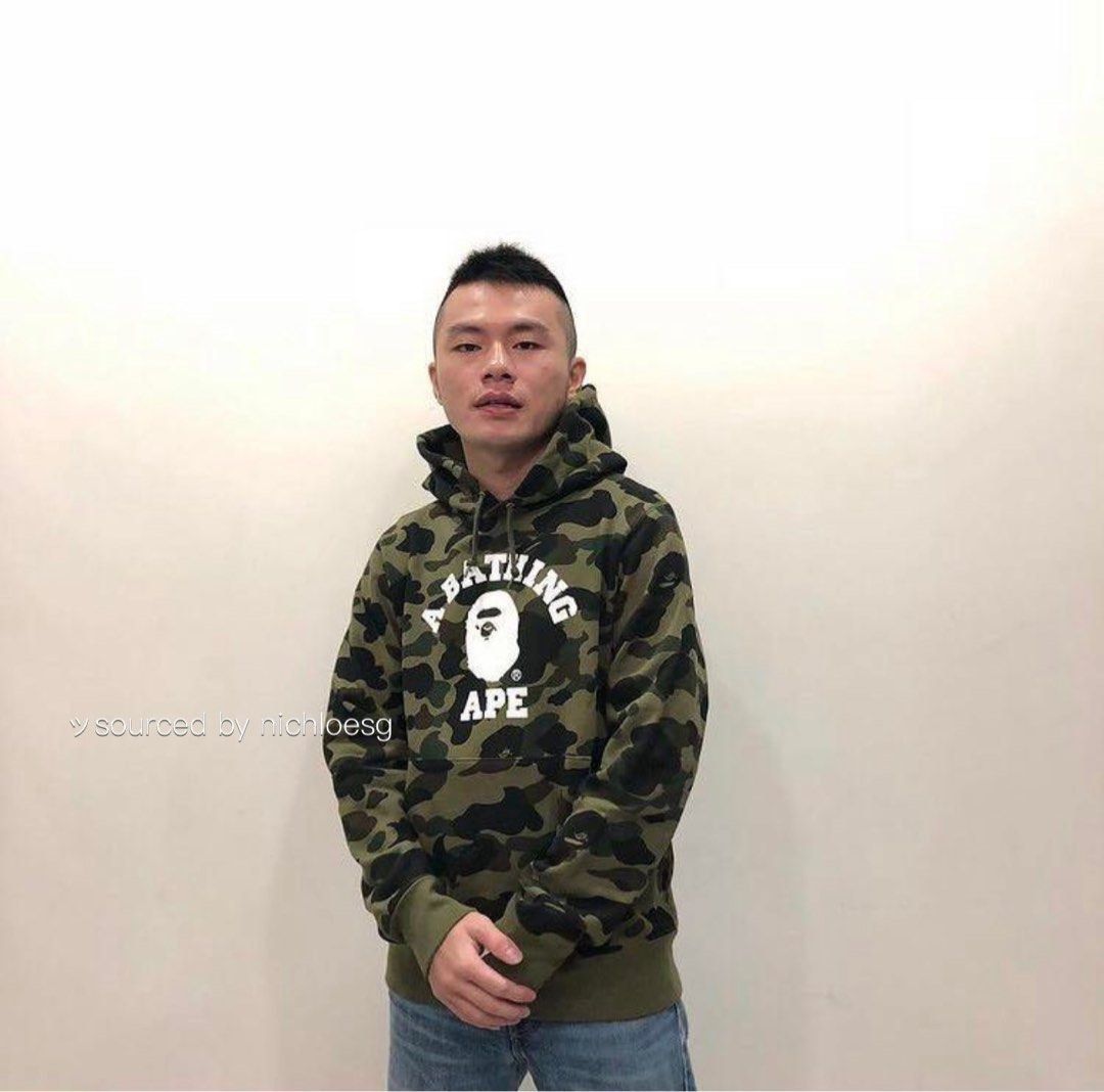 Bape 1st camo college wide pullover hoodie outlet