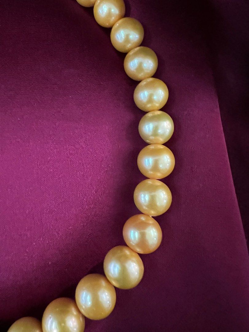 Rare Huge Gold Seawater Pearl Necklace