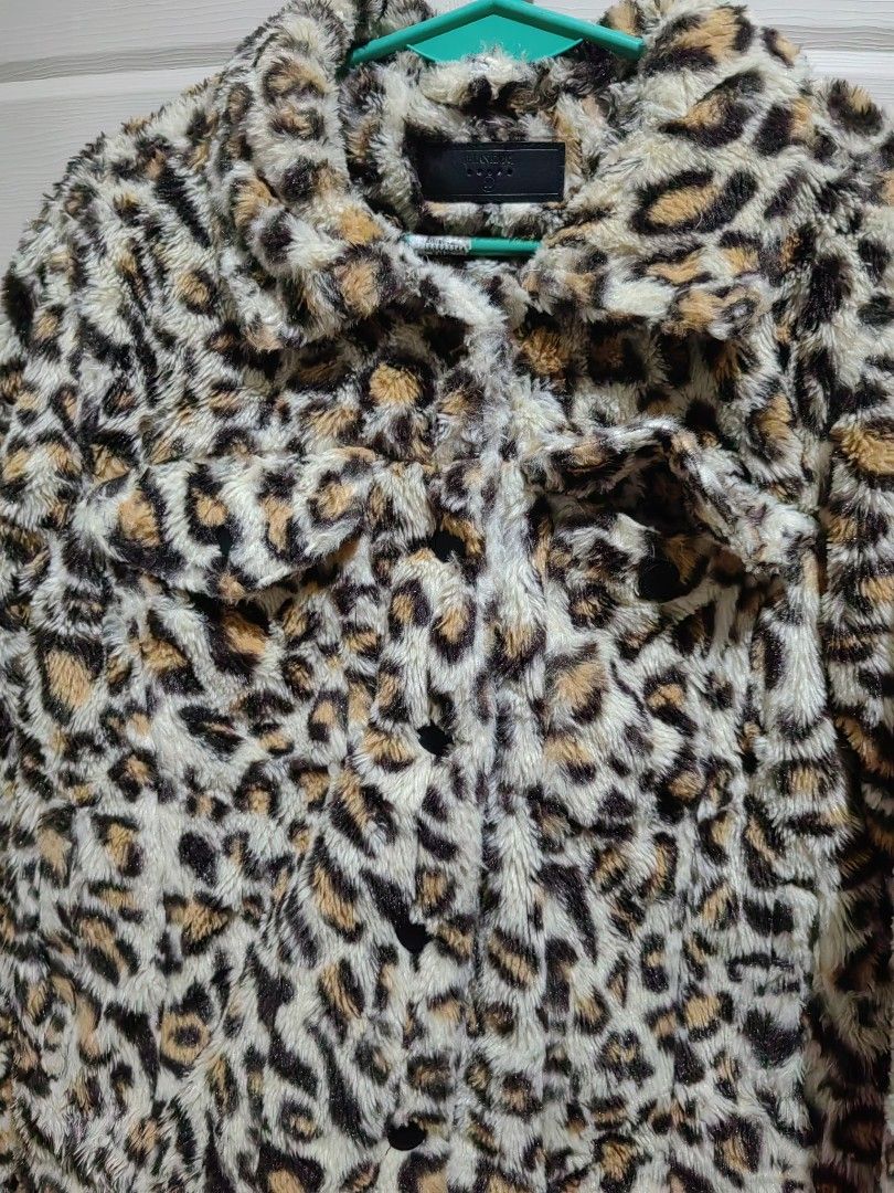 Blank nyc faux fur leopard print coat deals
