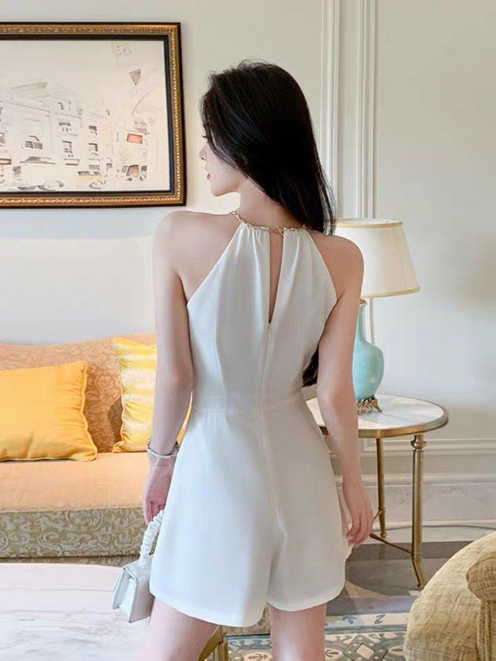 White and gold romper best sale