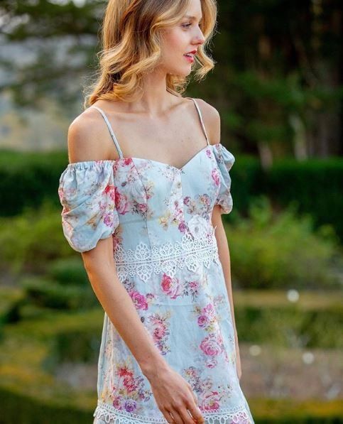 Hallie puff sleeve skater dress shop