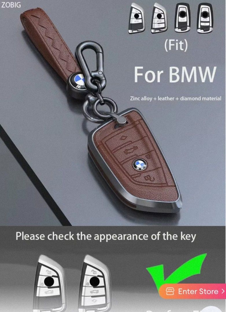 Handwork Leather Car Remote Key Fob Cover Case Holder For BMW 1 3 4 5 7  Series - Walmart.com
