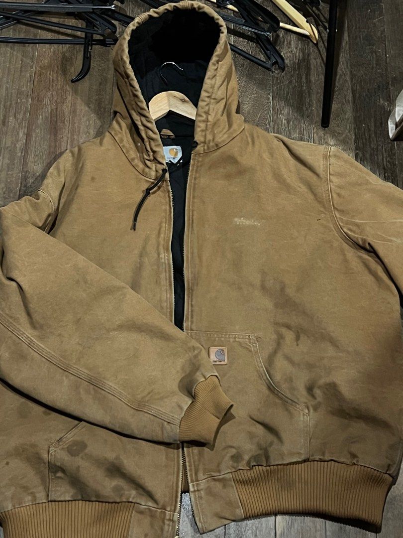 Carhartt men s quilted flannel lined sandstone active shop jacket j130