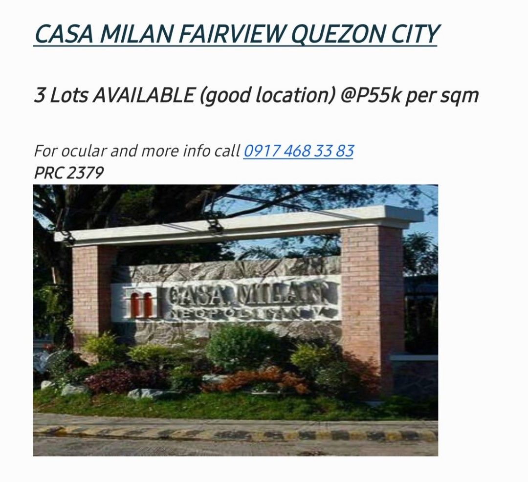 CASA MILAN FAIRVIEW QUEZON CITY, Property, For Sale, Lot on Carousell