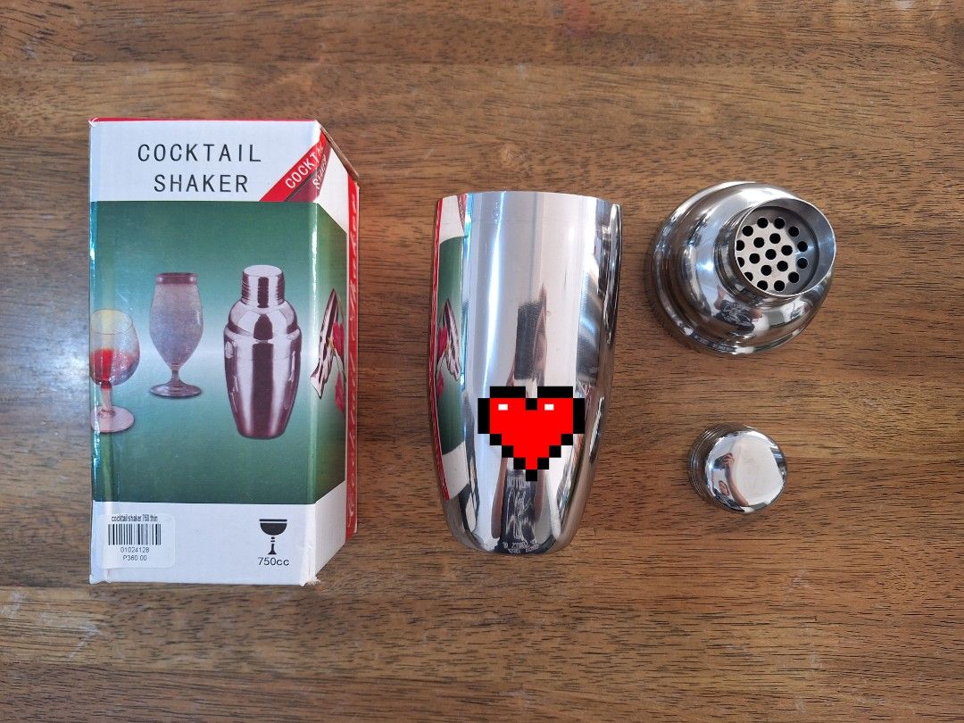 Cocktail Shaker 750ml (Category: Coffee Machines & Makers) located in Taguig. Submitted by raekshin (Listing ID 1278190296, Image 2). Description: *Cocktail shaker for Milktea and Coffee shop business *Brand new, never used.