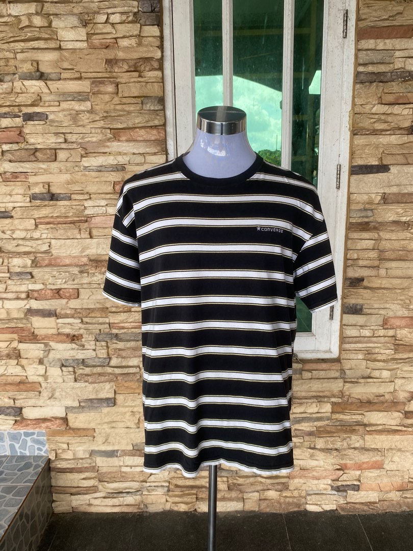Black and white vertical striped converse store