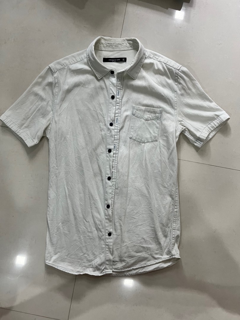 White denim clearance short sleeve shirt