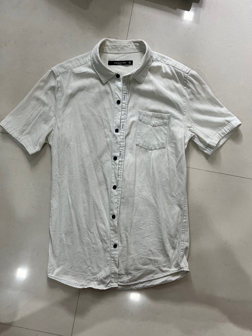 White cotton 2024 short sleeve shirt