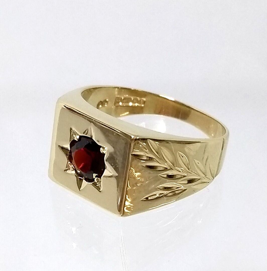 Garnet online signet ring