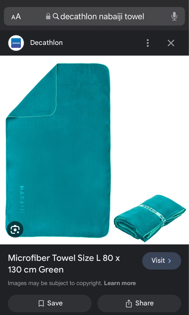 Microfiber Towel Size L 80 x 130 cm Green