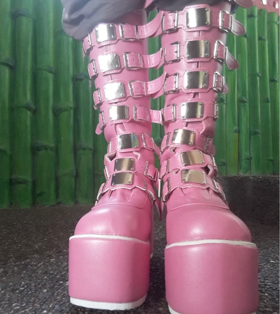 demonia pink boots
