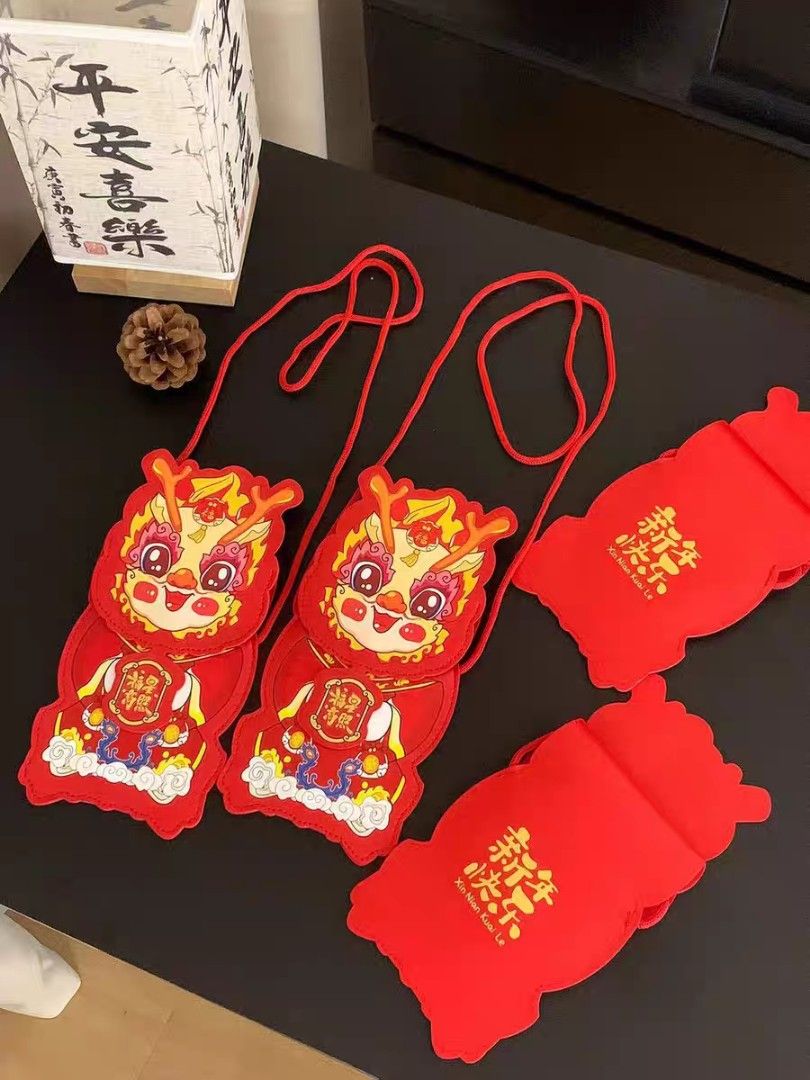 Dragon Year CNY Red Lucky PU Leather Sling Bag Dragon Year Fashion